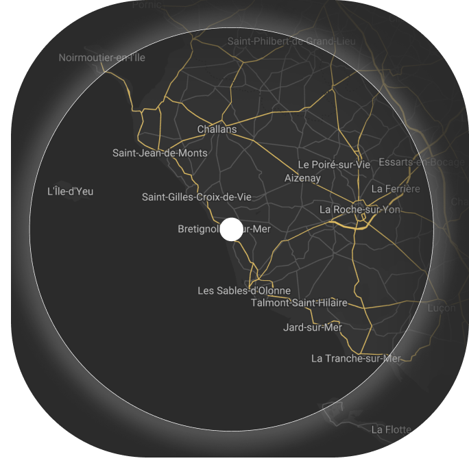 image de la zone d'intervention sur 50km